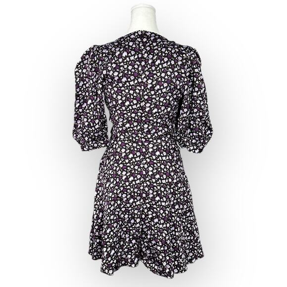Chinti & Parker Gabriel Floral Mini Dress Women's 2 Black Purple Floral RTR - Picture 5 of 14